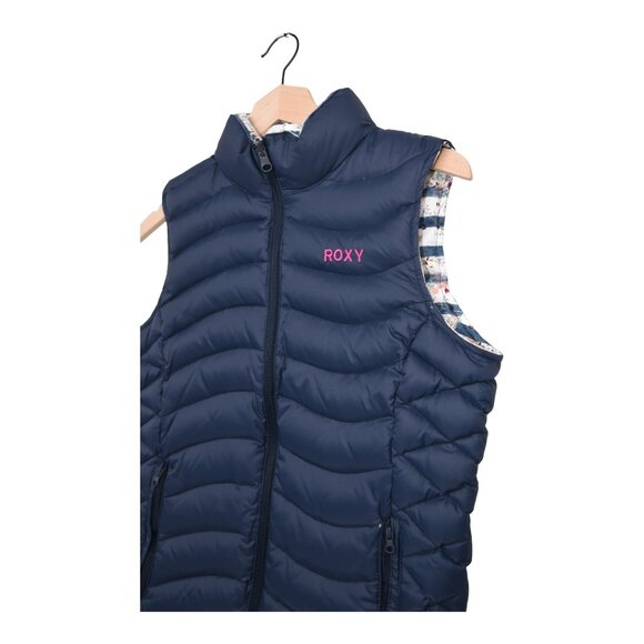 Roxy Down Puffer Vest Navy M Cozy Gorpcore Athleisure Retro Skiwear Y2K Sporty - Picture 2 of 7
